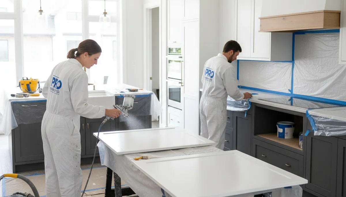 Professional cabinet painting in Berkeley, CA kitchen by expert house painters for lasting finish