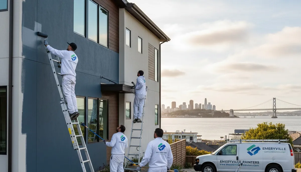 Professional house painters working on exterior home painting in Berkeley, CA