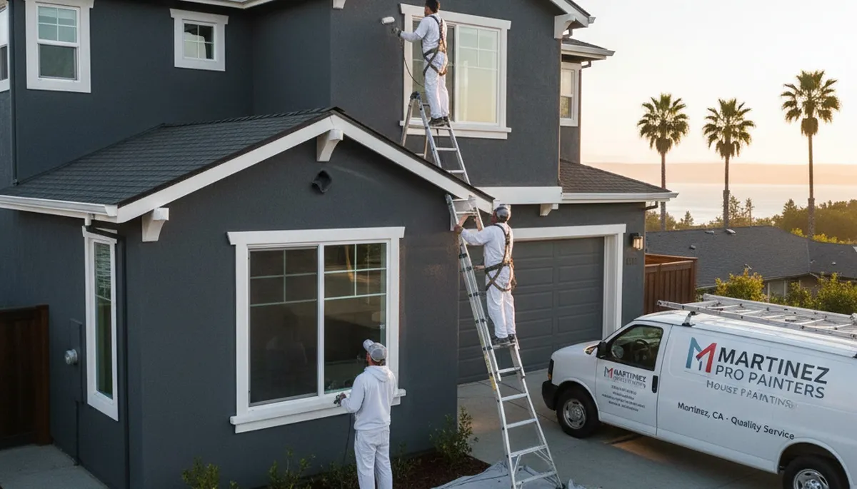 Berkeley, CA house painters painting a home exterior for professional residential painting services