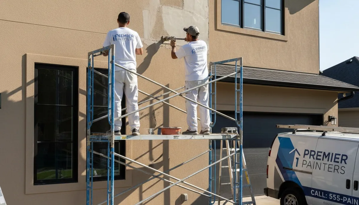 Professional stucco crack repair and texture matching by house painters in Berkeley, CA